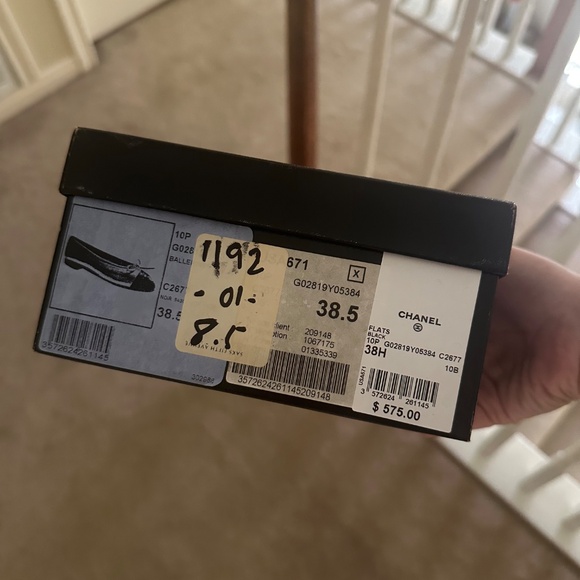 Chanel Black White Cap Toe Leather Ballet Flats - Picture 4 of 5